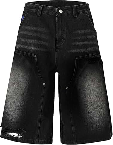 Loose Fit Acid Wash Denim Shorts for Summer