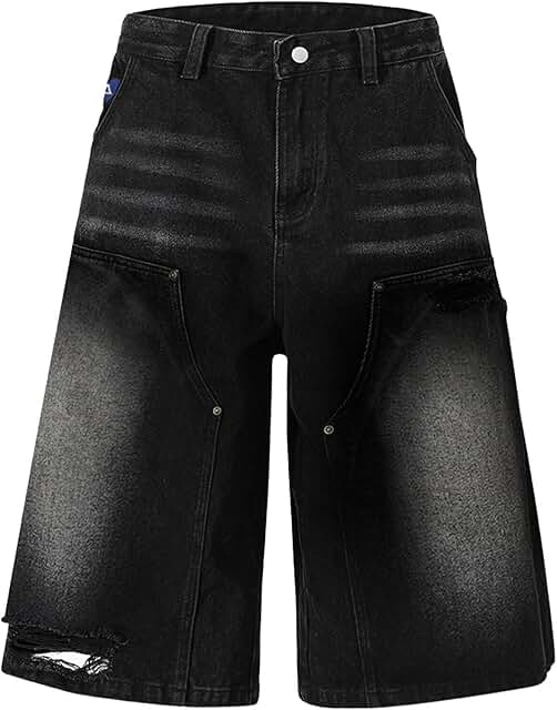 Loose Fit Acid Wash Denim Shorts for Summer