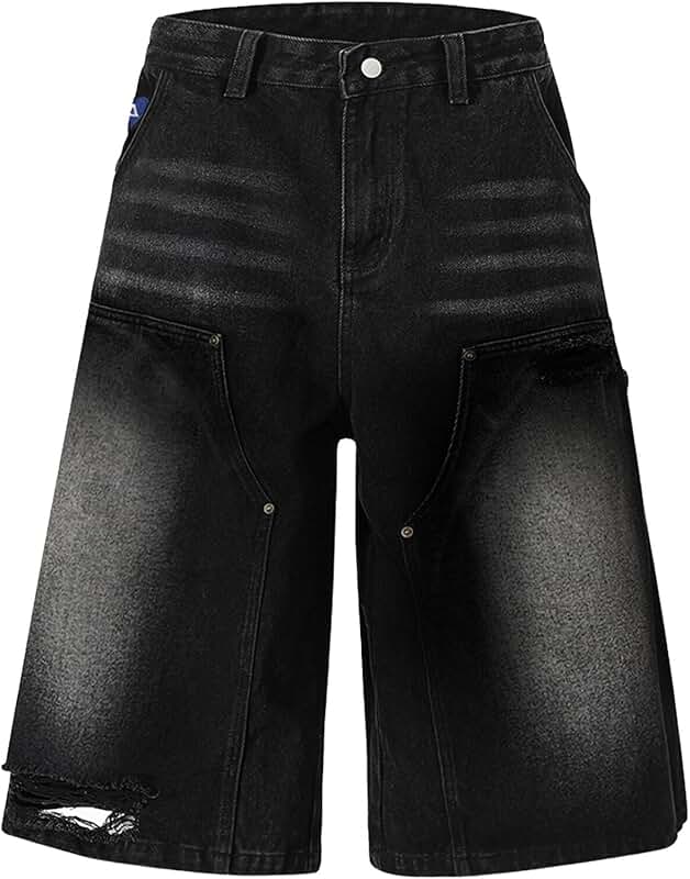Loose Fit Acid Wash Denim Shorts for Summer