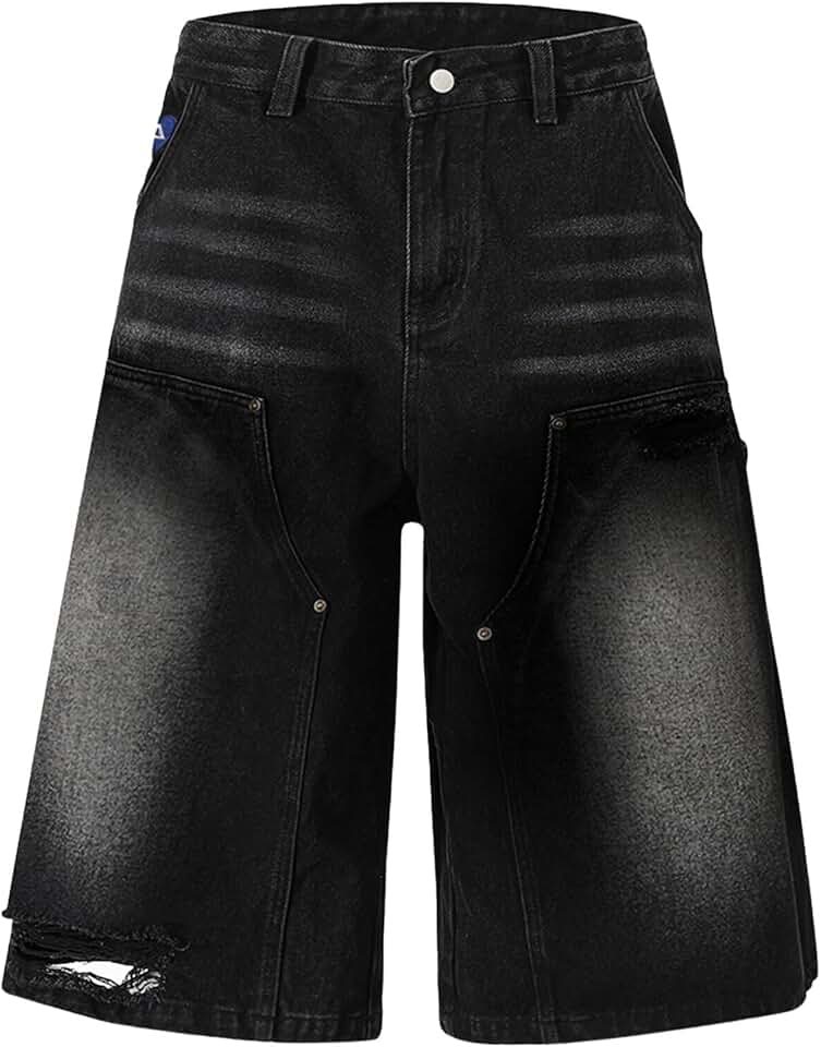 Loose Fit Acid Wash Denim Shorts for Summer