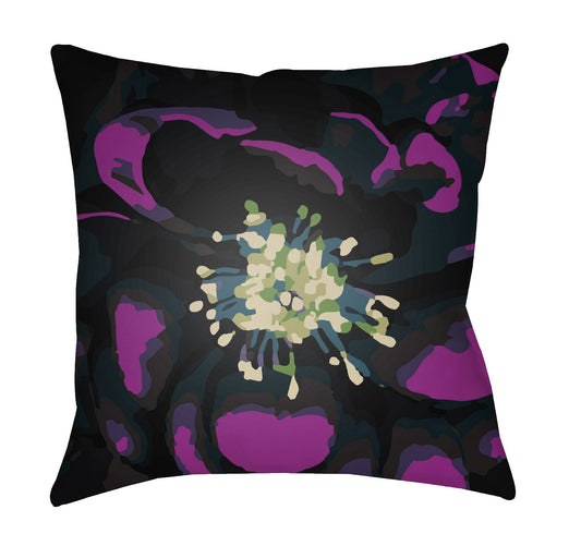 AF008-2020 Abstract Floral Multicolor 20 x 20-Inch Pillow, W 20" D 4" H 20", Dark Blue, Black, Khaki, Bright Purple