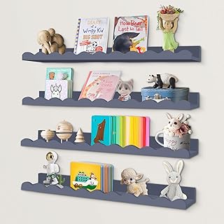 Set of four scalloped wall shelves for nursery and kids' rooms