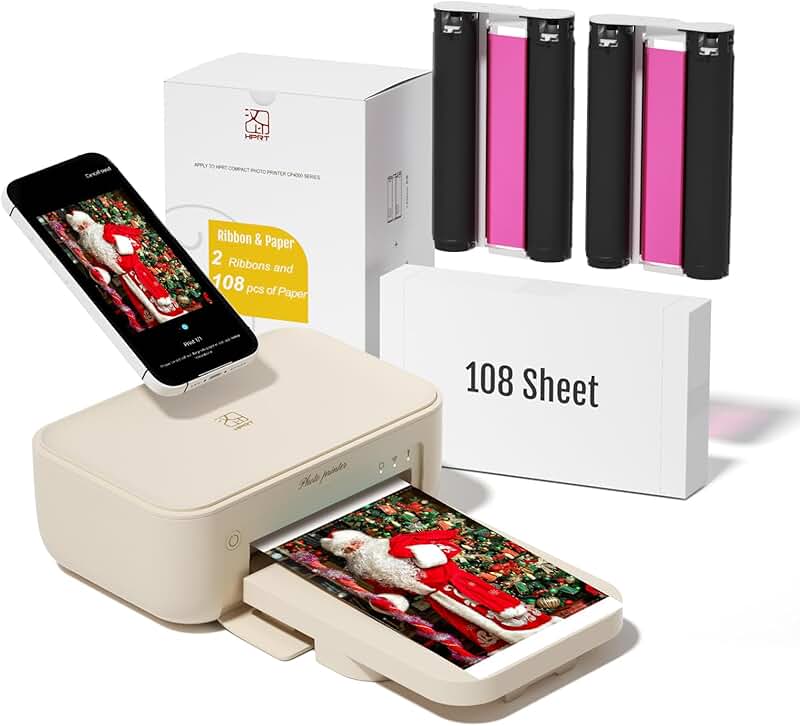4x6 Photo Printer with 108 Sheets and 2 Ribbons