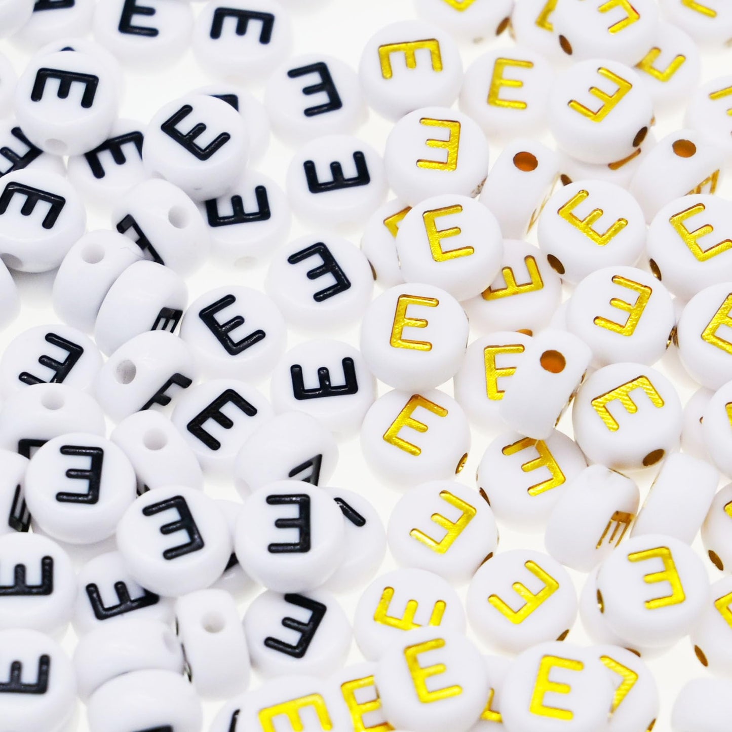 200pcs Round Acrylic Letter E Beads for Jewelry Making