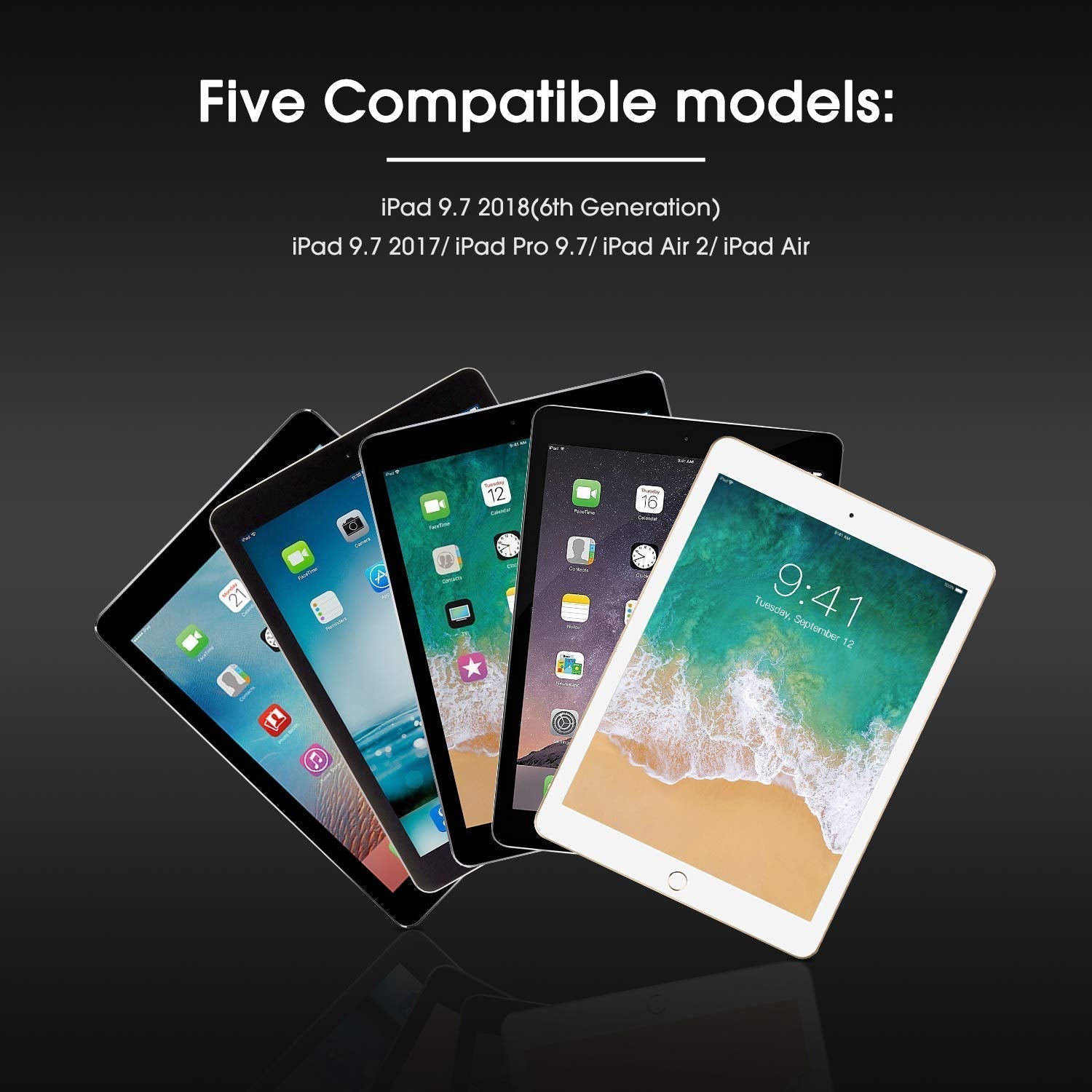 [3 Pack] Screen Protector for iPad 6th Generation, Tempered Glass Screen Protector Compatible with Apple iPad 5th Generation / iPad Pro 9.7 / iPad Air 2 / iPad Air 9.7 Inch