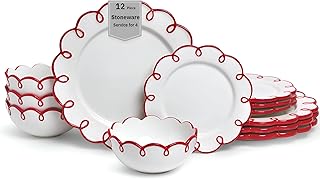 12-Piece White Earthenware Dinnerware Set for 4