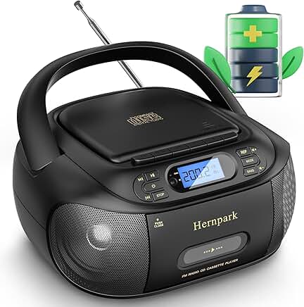 Rechargeable CD and cassette boombox with Bluetooth and FM radio