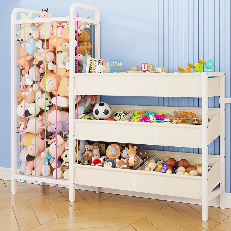 3-Tier Wooden Toy and Book Storage Organizer