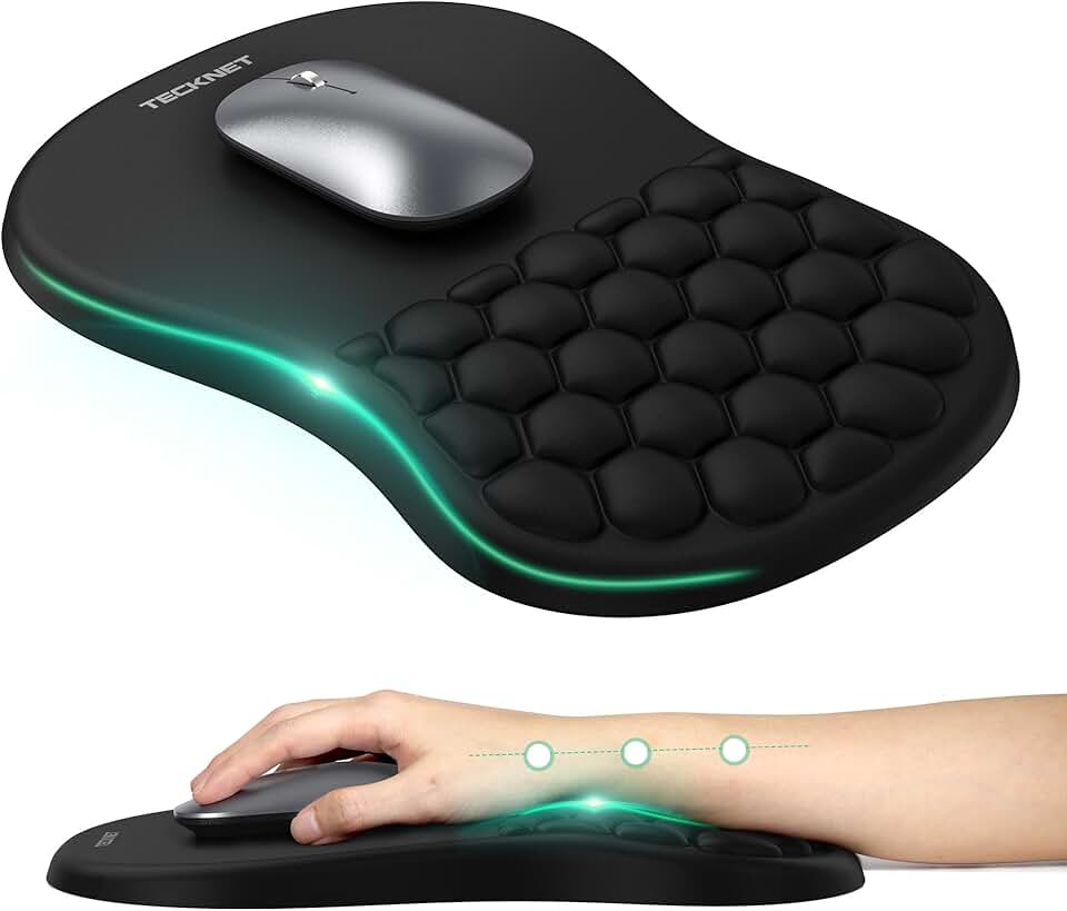 Ergonomic Mouse Pad with Wrist Rest, Soft Memory Foam, Non-Slip Base