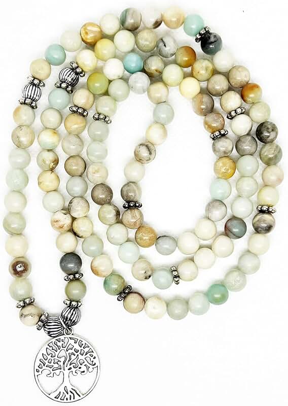 Natural Amethyst Mala with Tree of Life Charm