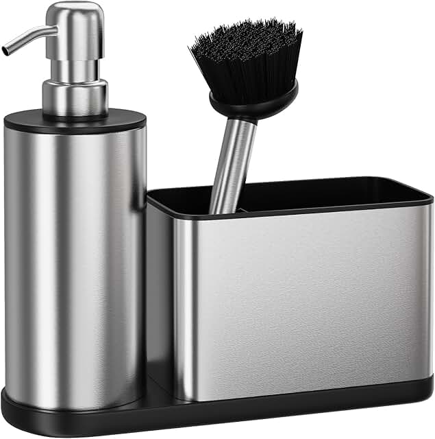 3-in-1 Stainless Steel Kitchen Soap Dispenser and Organizer