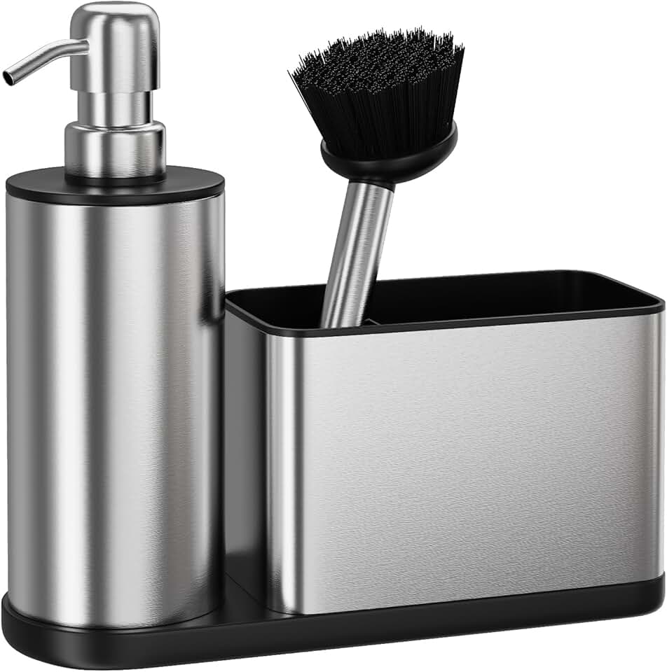 3-in-1 Stainless Steel Kitchen Soap Dispenser and Organizer