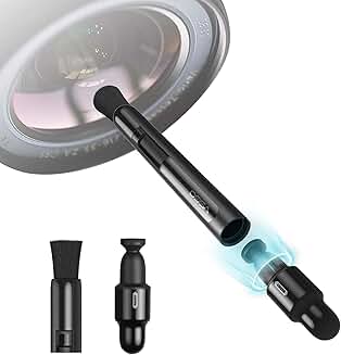 Lens cleaning pen with power switch and replaceable tips