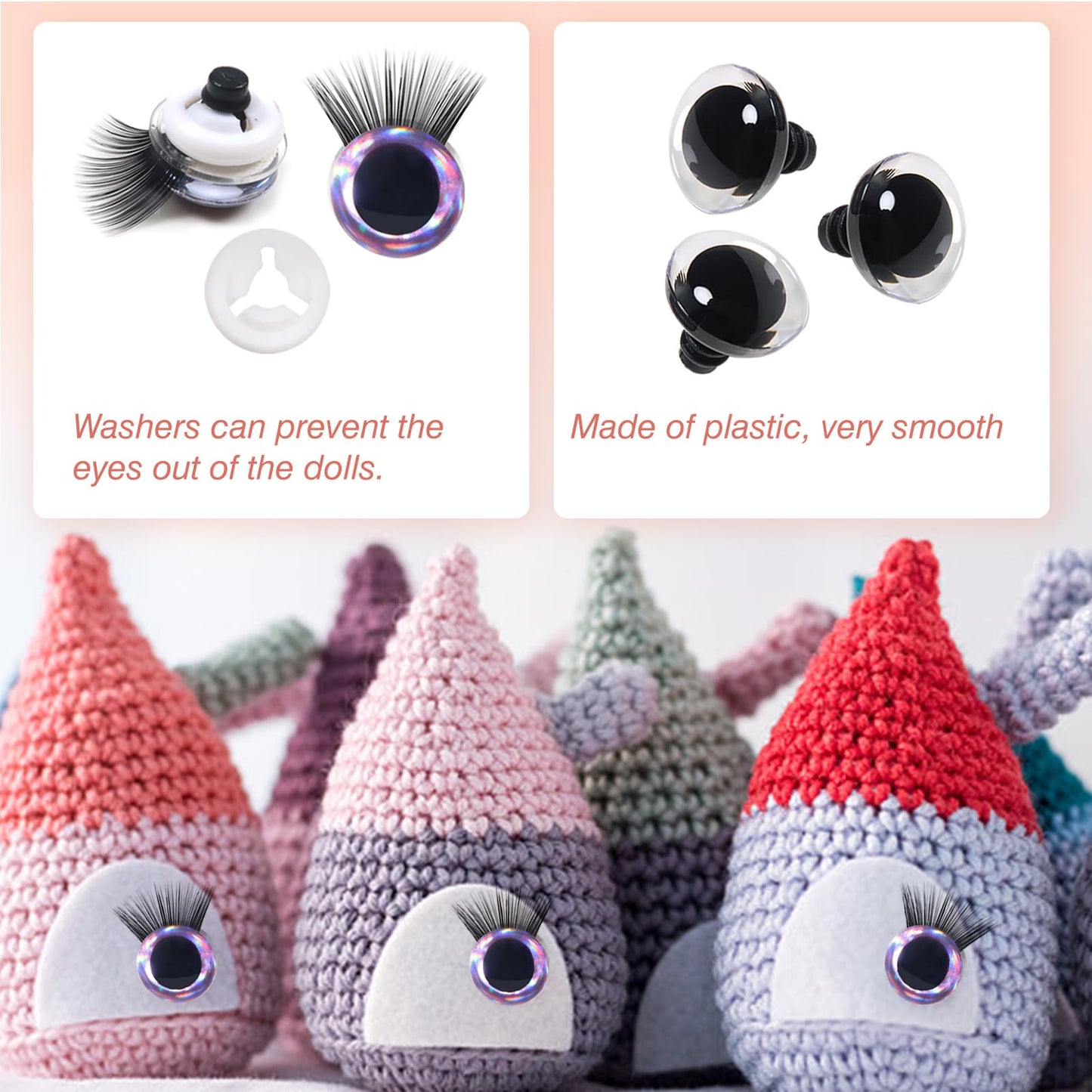 GlitterSafe Pink Safety Eyes 16mm 4 Sets