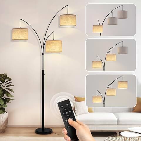 Tall 3-Light Floor Lamp with Remote and Dimmable Brightness