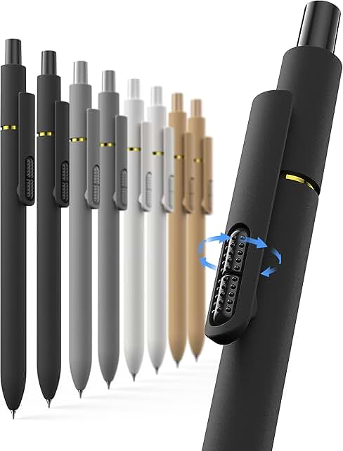 Set of 8 Fine Point Gel Pens with Black Ink