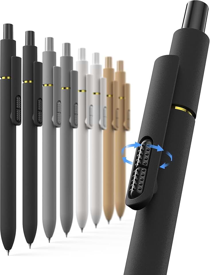 Set of 8 Fine Point Gel Pens with Black Ink