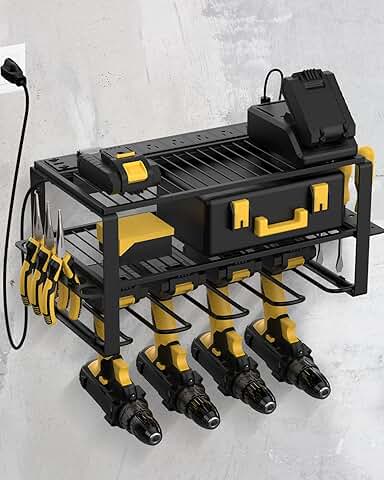 Wall Mount Power Tool Organizer with Charging Station
