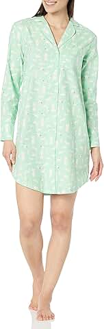 Women's Woven Flannel Notch Collar Nightgown