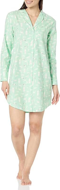 Women's Woven Flannel Notch Collar Nightgown