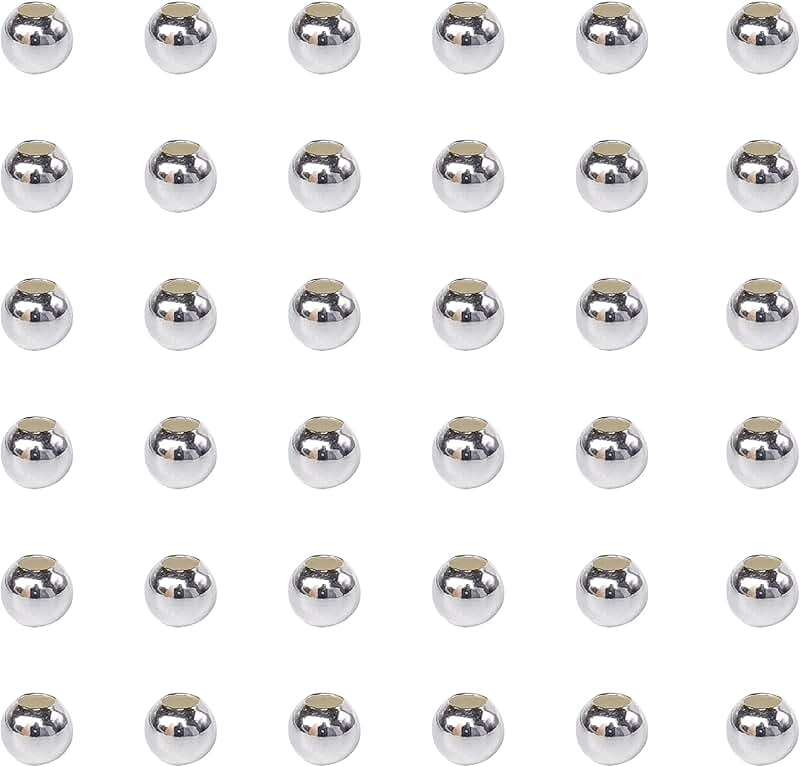 50 Pieces 925 Silver Round Beads 4mm for Jewelry Making