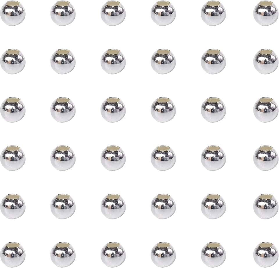 50 Pieces 925 Silver Round Beads 4mm for Jewelry Making
