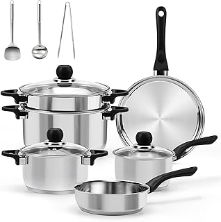 12-Piece Stainless Steel Cookware Set with Utensils