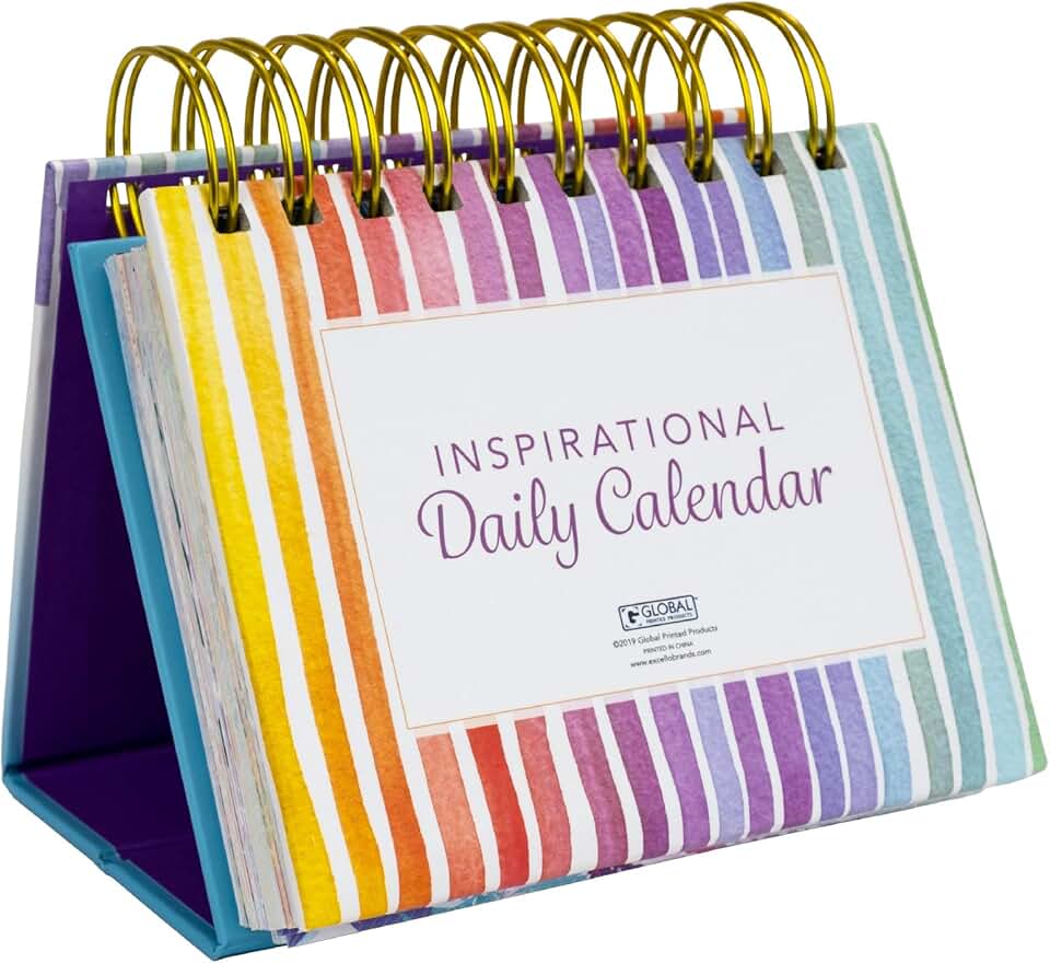 Rainbow Stripe Daily Motivational Flip Calendar