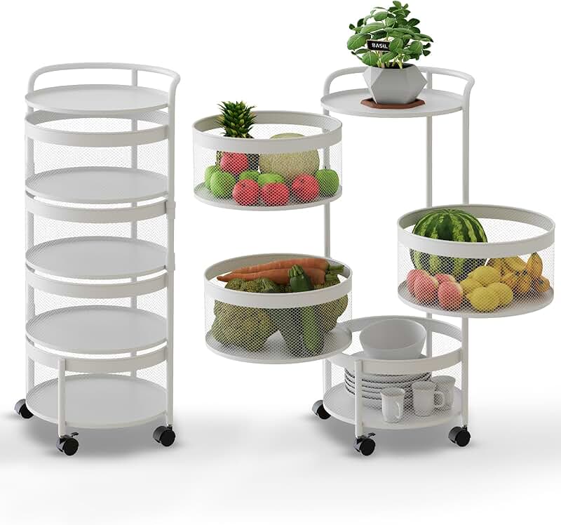4-Tier Rotating Storage Shelf for Kitchen and Home