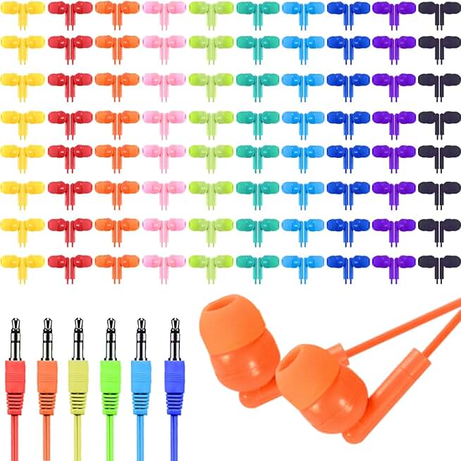 Bulk Earbuds for Classroom Use, 200 Pack