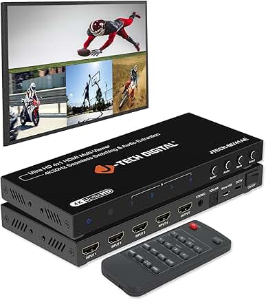 4K HDMI Multiviewer Switch with 4 Inputs and 1 Output