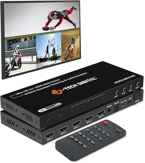 4K HDMI Multiviewer Switch with 4 Inputs and 1 Output