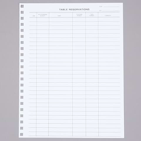 Reservation Book Replacement Sheets, 50 Pack