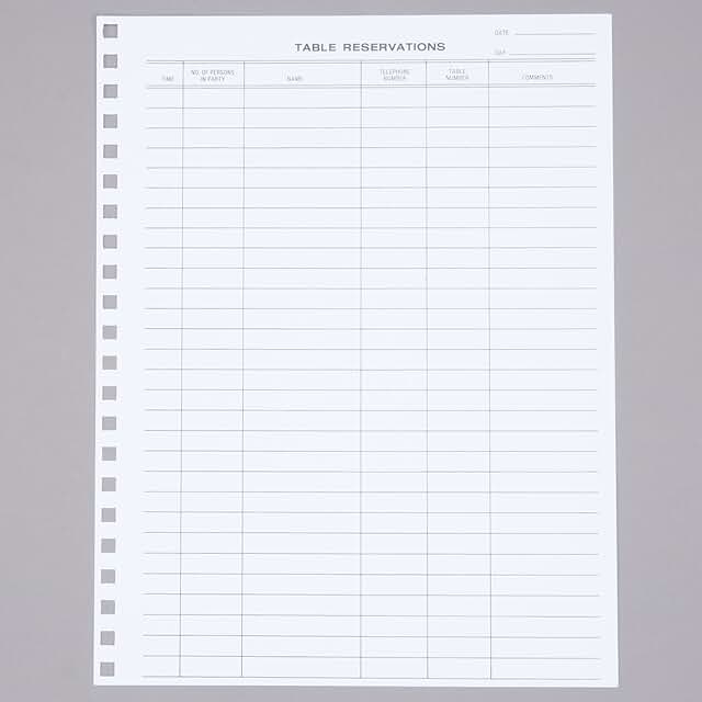 Reservation Book Replacement Sheets, 50 Pack