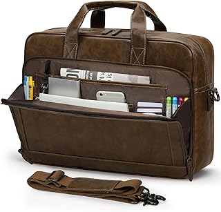 Men's 16-Inch Leather Laptop Bag for Work and Travel