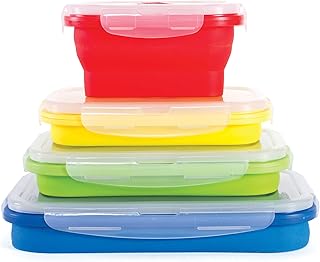 Set of 4 Collapsible Silicone Food Storage Containers