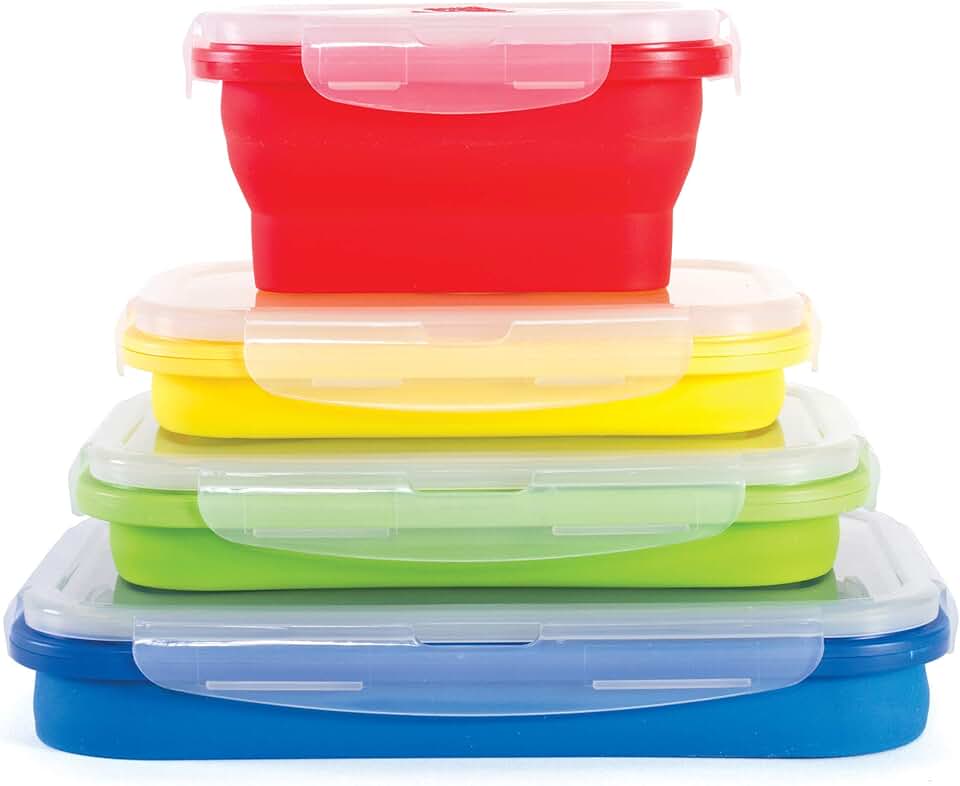 Set of 4 Collapsible Silicone Food Storage Containers