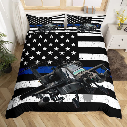 Flag Bedding Sets Fighter Plane Comforter Cover Military Theme Duvet Cover Set For Teen Boys Adults Men Bedroom Decor Usa National Flag Airplane Bedspreads Cover 3 Pieces Queen Size