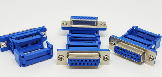 '- 10-PK IDC DB15 Female 2.54mm Crimp Connectors for Standard Flat Ribbon Cable, D-sub 15P 10-Pack