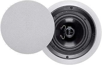 Pair 6.5 Inch Polypropylene Ceiling Speakers with Paintable Grille