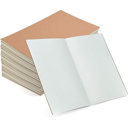12 Kraft Cover Dot Grid Notebooks, A5, 60 Pages