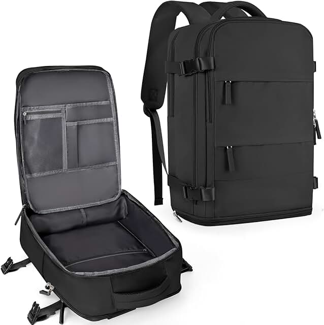 Large Waterproof Travel Backpack with Laptop and Shoe Compartments