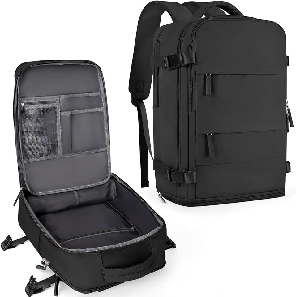 Large Waterproof Travel Backpack with Laptop and Shoe Compartments