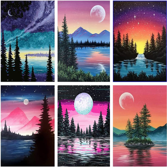 6-Piece 12x16in Diamond Painting Kit for Adults and Children