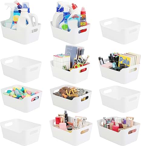 12 Plastic Storage Bins for Cabinet, Pantry, Drawer, Closet