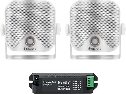 4-Inch Waterproof Marine Bluetooth Speakers, 100W White