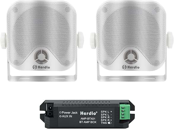 4-Inch Waterproof Marine Bluetooth Speakers, 100W White