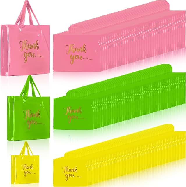 200 Thank You Bags with Handles in Three Sizes