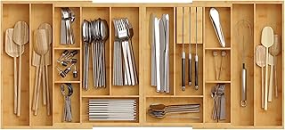 Large Silverware Drawer Organizer with Expandable Slots