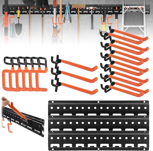 Garage Wall Organizer with 10 Heavy-Duty Hooks, 3 Pack